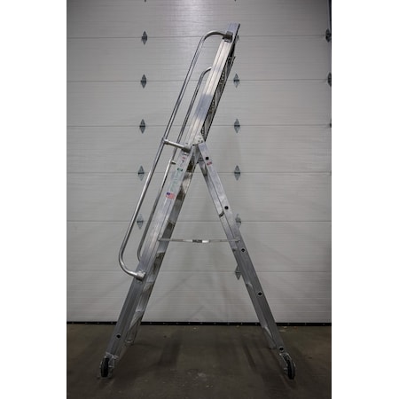 Metallic Ladder 10' H Aluminum Aircraft Maintenance Ladder, 10 Steps, 300 Load Capacity AL-10-R